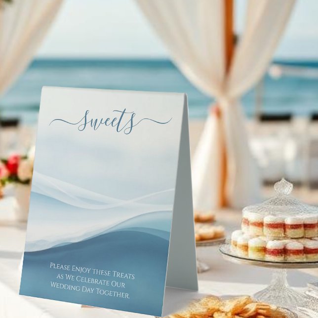 Wedding Sweet Treats Sign-Serene Blue Abstract Table Tent (Wedding Sweet Treats Sign-Serene Blue Abstract Table Tent)