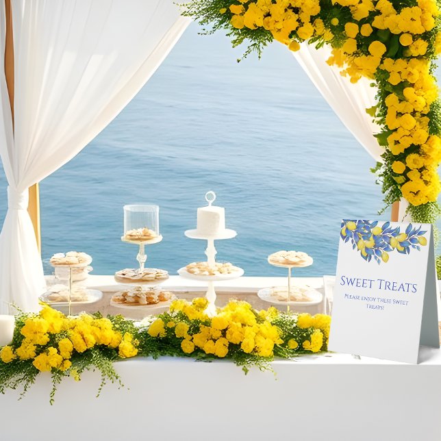 Wedding Sweets Sign-Mediterranean-Lemons- Table Tent (Wedding Sweets Sign-Mediterranean-Lemons- Table Tent Sign )