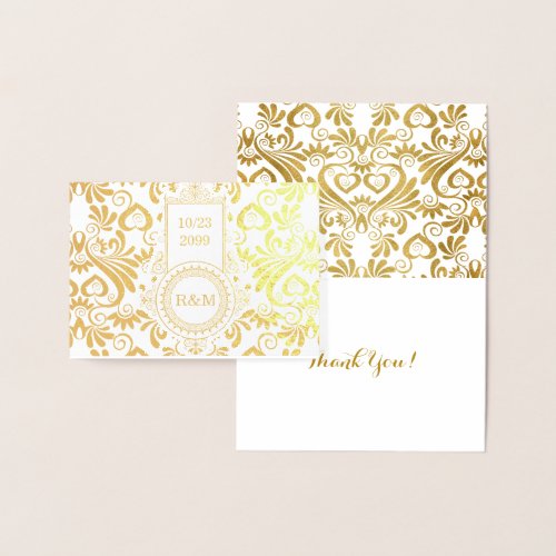 Wedding Swirls of Gold All Custom Text Foil Card