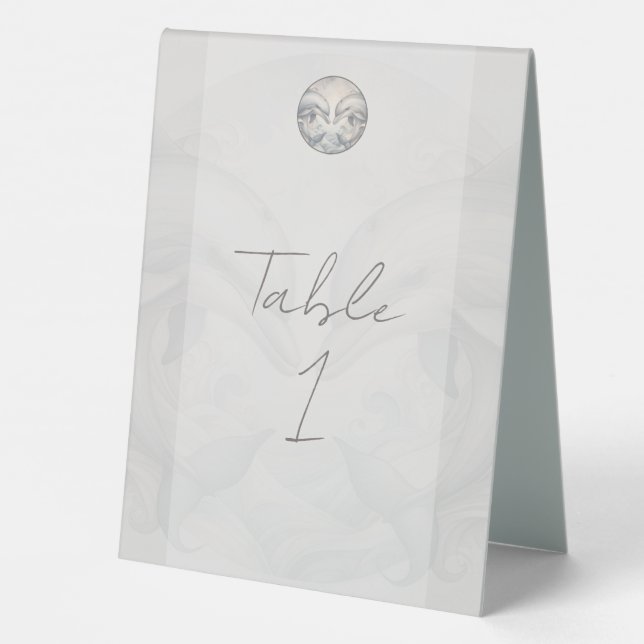 Wedding Table Card Dolphin Theme Tent (Back)