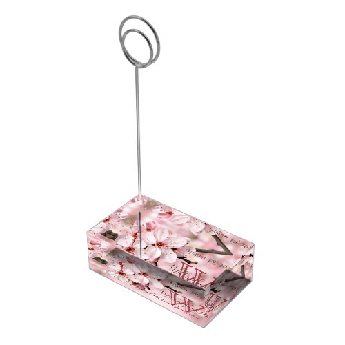 Wedding Table Card Holder Pink Flowers Dogwood