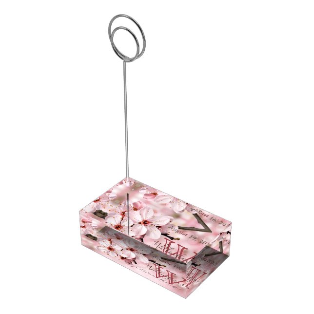Wedding Table Card Holder Pink Flowers Dogwood (Corner)