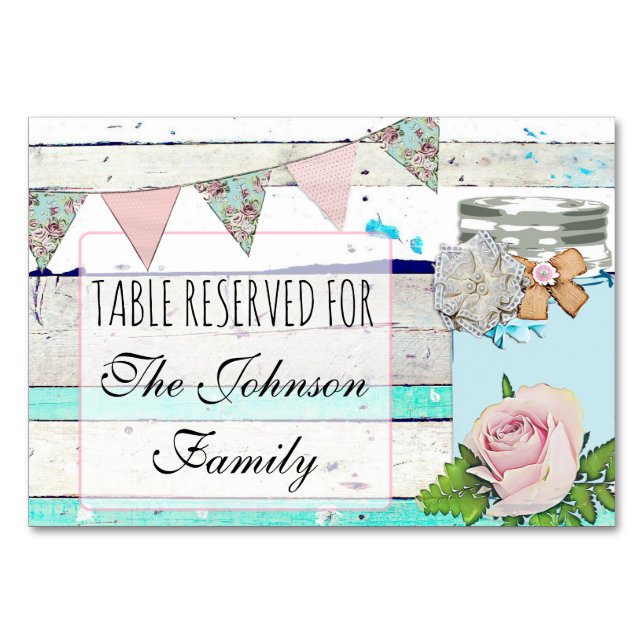 Wedding Table Card Rustic Wood Shabby Vintage (Front)