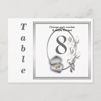 Wedding Table Cards numbers Postcard