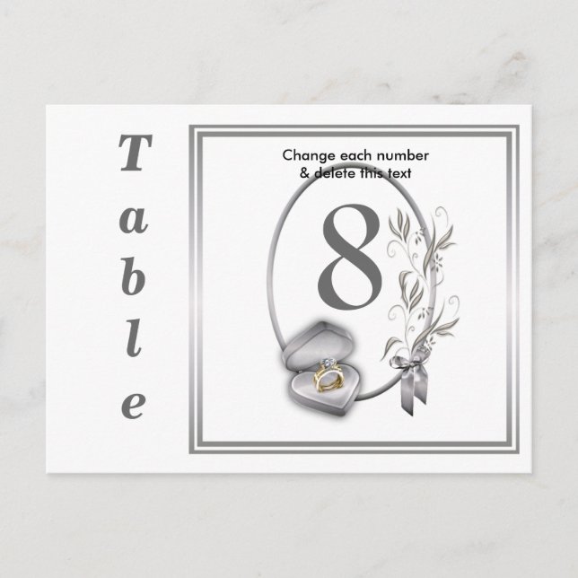 Wedding Table Cards numbers Postcard (Front)