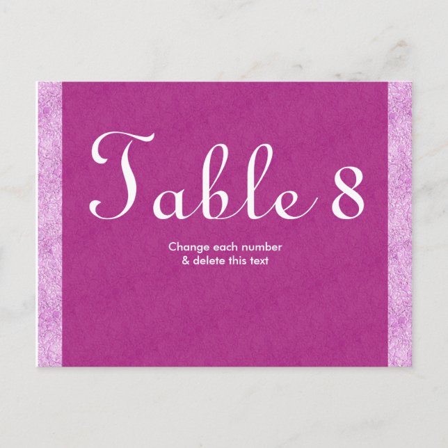 Wedding Table Cards numbers Postcard (Front)