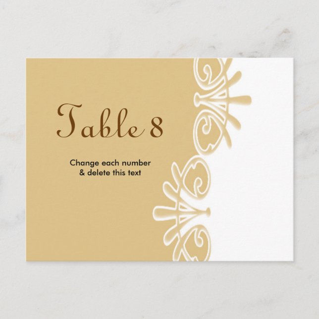 Wedding Table Cards numbers Postcard (Front)