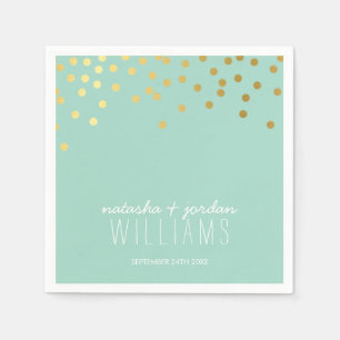 WEDDING TABLE DECOR cute confetti spots gold mint Paper Napkins