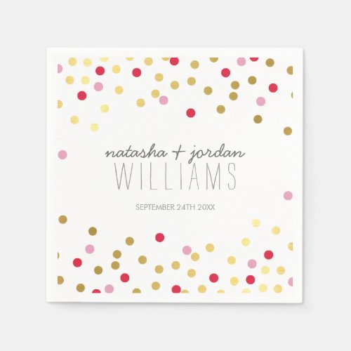 WEDDING TABLE DECOR cute confetti spots gold red Napkins