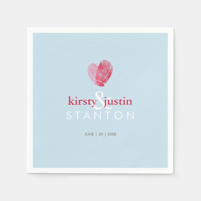 WEDDING TABLE DECOR cute fingerprint heart love Paper Napkins (Front)