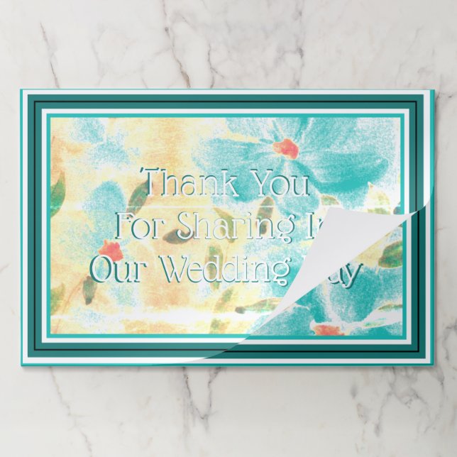 Wedding Table Decor in Teal Paper Placemat (Folded)