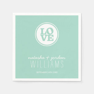 WEDDING TABLE DECOR love spot typography cool mint Paper Napkins