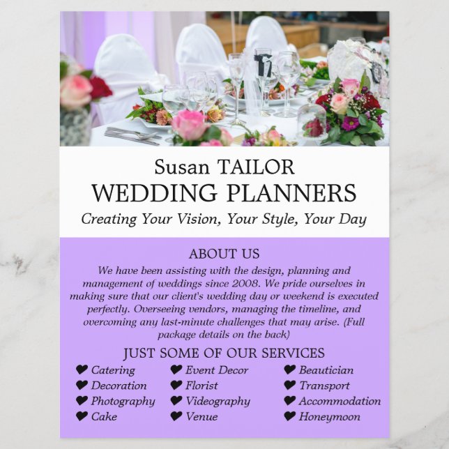 Wedding Table Display, Wedding Event Planner Flyer (Front)