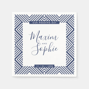 WEDDING TABLE geo simple modern wedding navy blue Napkins