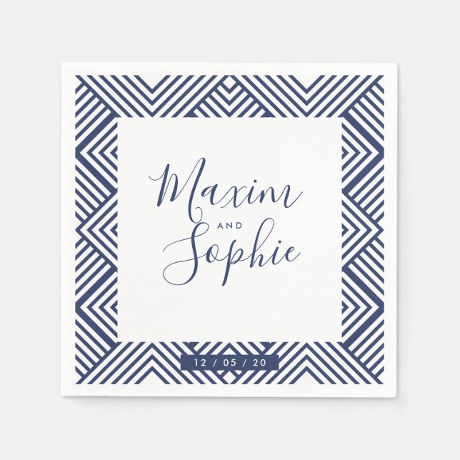 WEDDING TABLE geo simple modern wedding navy blue Napkins (Front)
