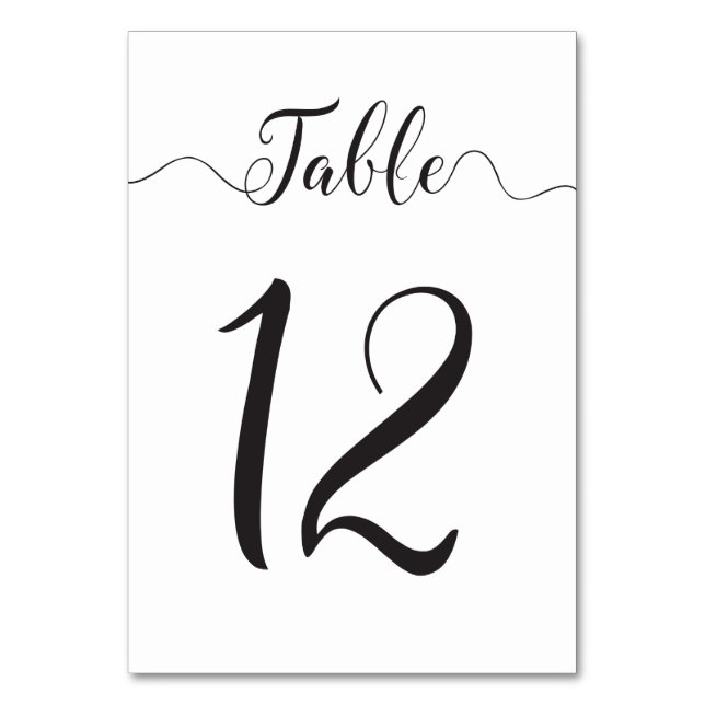 Wedding Table Number 12 Table Card (Front)