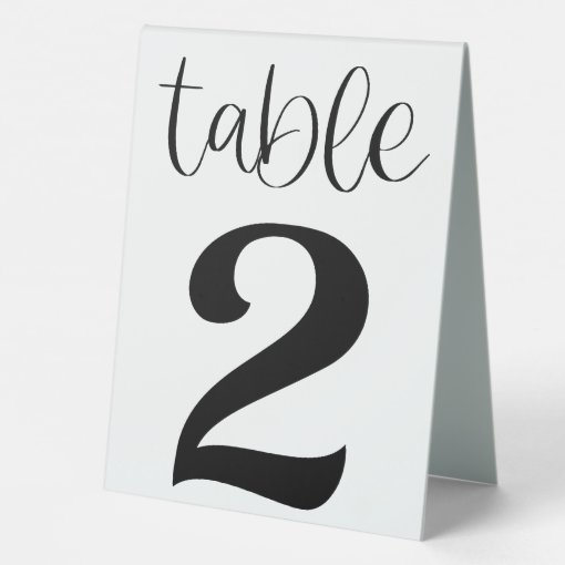 Wedding Table Number 2 Table Tent Sign | Zazzle