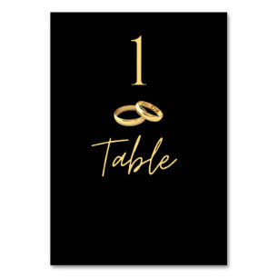 Wedding Table Number-Black & Gold- Number