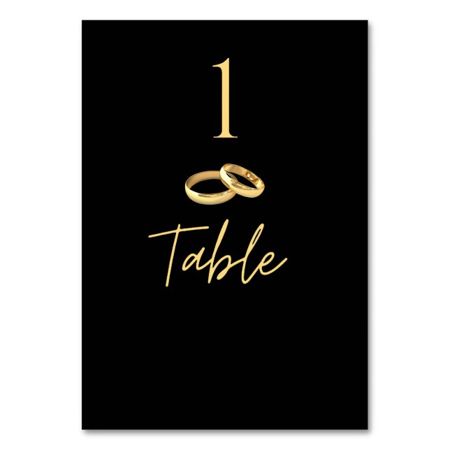 Wedding Table Number-Black & Gold- Number (Front)