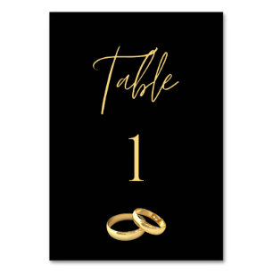 Wedding Table Number-Black & Gold- Table Number