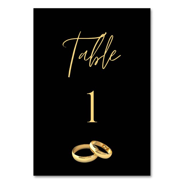 Wedding Table Number-Black & Gold- Table Number (Front)