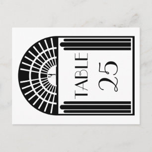 Wedding Table Number Black & White Art Deco Style