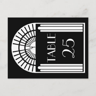 Wedding Table Number Black & White Art Deco Style