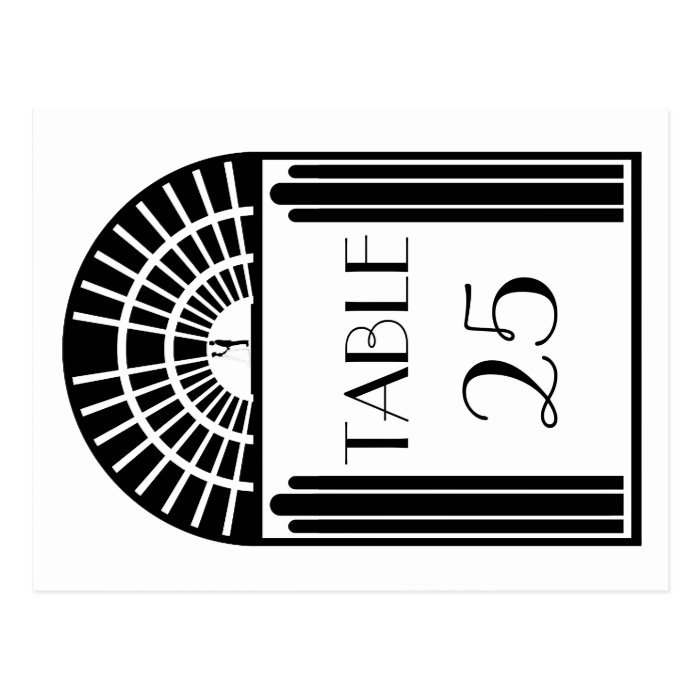 Wedding Table Number Black & White Art Deco Style Postcards