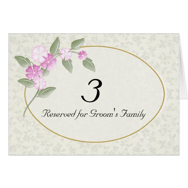 Wedding Table Number Card (Front Horizontal)