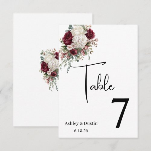 Wedding Table Number Card