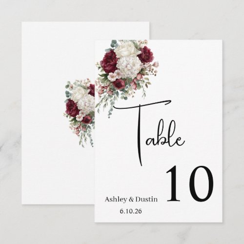 Wedding Table Number Card
