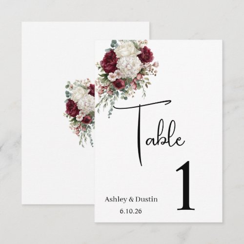 Wedding Table Number Card