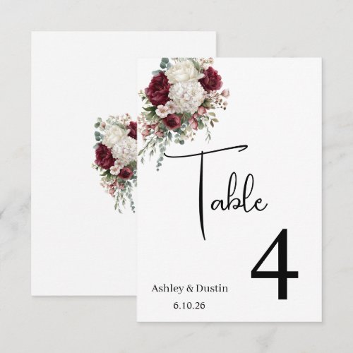 Wedding Table Number Card