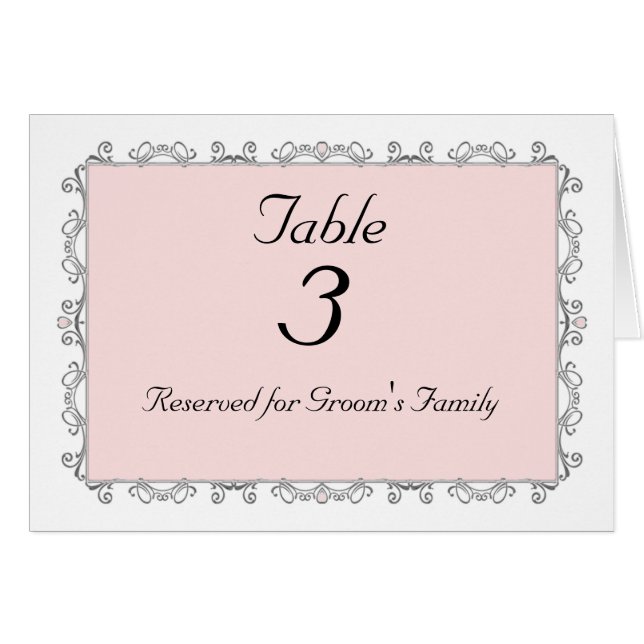 Wedding Table Number Card (Front Horizontal)