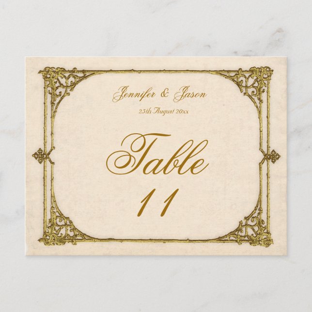 Wedding Table Number Card Antique / Vintage Frame (Front)