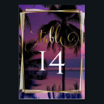 Wedding Table Number Card | Exotic Tropical Night<br><div class="desc">Wedding Table Number Cards | Exotic Tropical Night Wedding by the BarefootBride™ - Tropical Island Beach at Deep Sunset - a perfect Night Beach Wedding set - exotic palm trees with the ocean waves crashing on the shore of a pristine beach just before dark when the sky is all lit...</div>