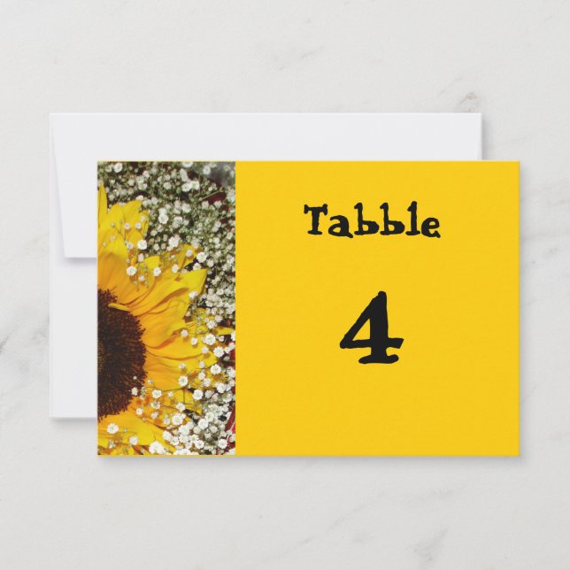 wedding Table number card Invitation (Front)