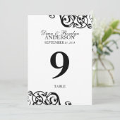 Wedding table number card party reception B&W (Standing Front)