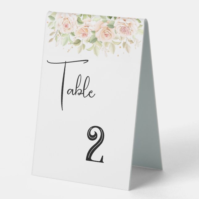 Wedding Table Number Card Tent  (Front)