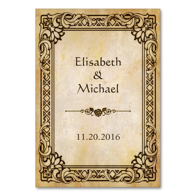 Wedding Table Number Card Victorian Frame Vintage
