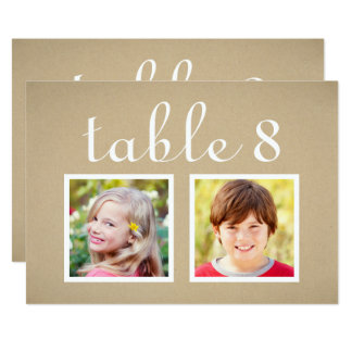 Wedding Table Number Cards | Bride + Groom Photos