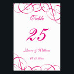 Wedding Table Number Cards | Fuchsia Swirls Design<br><div class="desc">Modern and elegant design printed Fucsia Swirls Wedding table numbers that can be customized with your text and add each table number card to your cart,  one by one. Check out the Graphic Art Design store for other products that match this design!</div>
