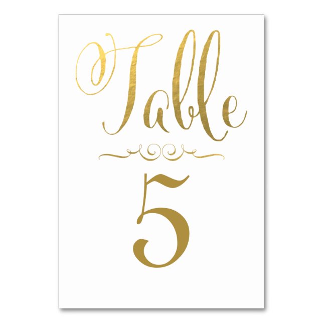 Wedding Table Number Cards Gold Foil Personalized (Front)