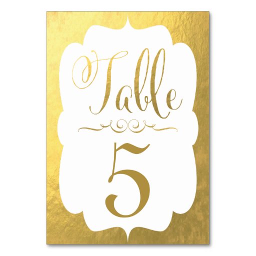 Wedding Table Number Cards Gold Foil Personalized Table Card | Zazzle