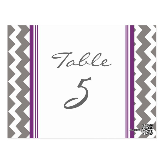 Wedding Table Number Cards Grey Purple Chevron Post Card