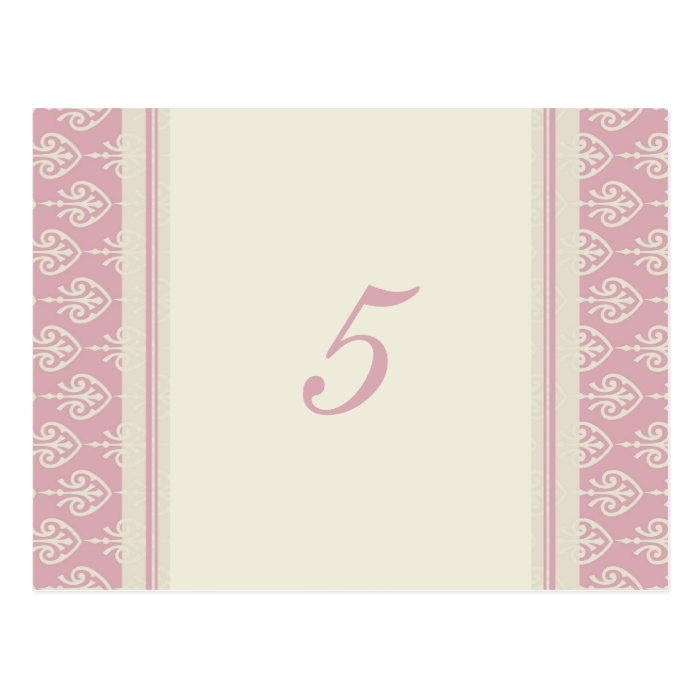 Wedding Table Number Cards Pink and Cream Post Cards