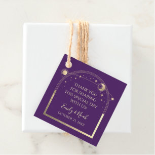 Wedding Table Number Celestial Purple Gold Favor Tags