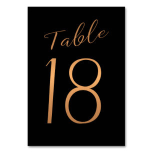 Wedding table number copper gold glitter black
