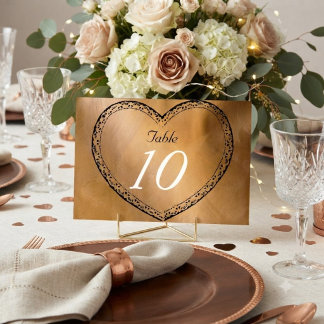 Wedding Table Number Copper Hearts Wedding