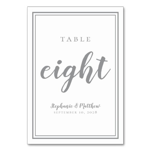 Wedding Table Number Eight Simple  Ultimate Gray